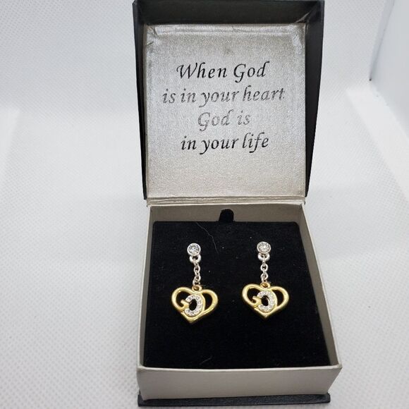 NIB God's Heart 18kGold & Silver Dangling Earrings - Picture 3 of 5